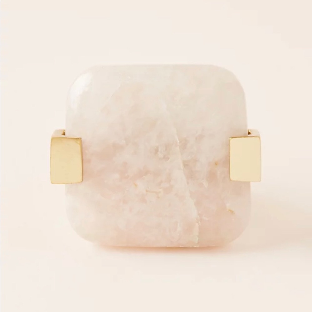 Anthropologie Tambora Large Knob Rose Quartz and Brass
